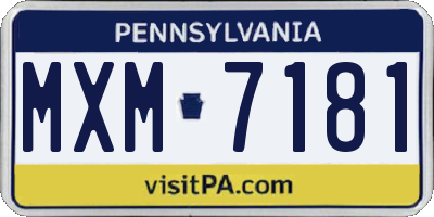 PA license plate MXM7181