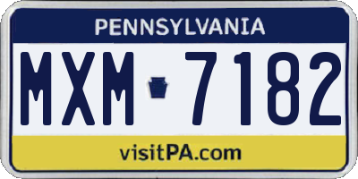 PA license plate MXM7182