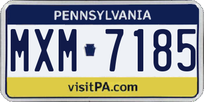 PA license plate MXM7185