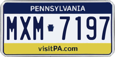 PA license plate MXM7197