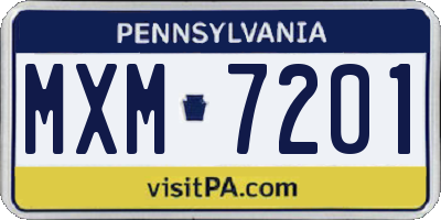 PA license plate MXM7201
