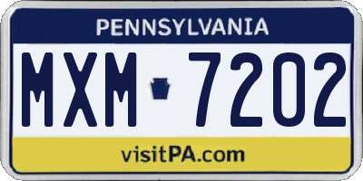 PA license plate MXM7202