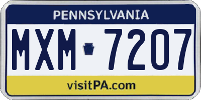 PA license plate MXM7207