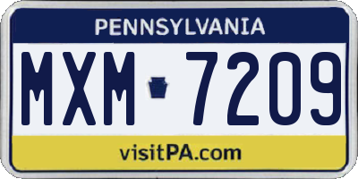 PA license plate MXM7209