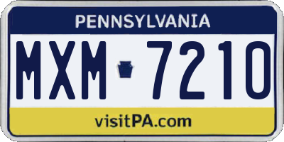 PA license plate MXM7210