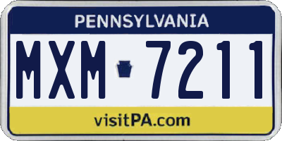 PA license plate MXM7211