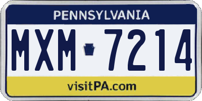 PA license plate MXM7214