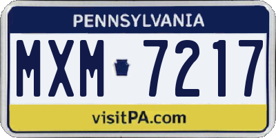 PA license plate MXM7217