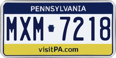 PA license plate MXM7218