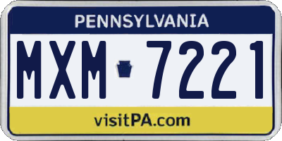 PA license plate MXM7221