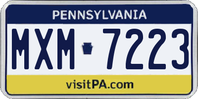 PA license plate MXM7223