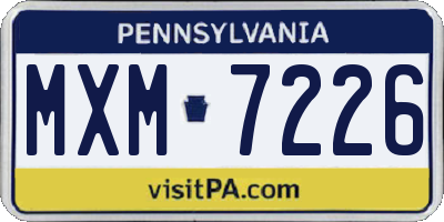 PA license plate MXM7226