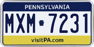 PA license plate MXM7231