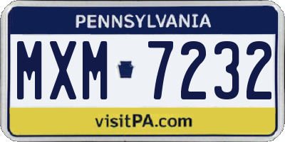 PA license plate MXM7232
