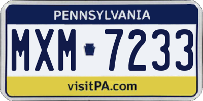 PA license plate MXM7233
