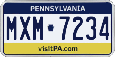 PA license plate MXM7234
