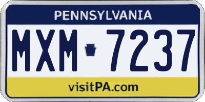 PA license plate MXM7237