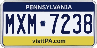 PA license plate MXM7238