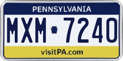 PA license plate MXM7240