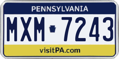PA license plate MXM7243
