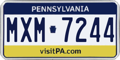 PA license plate MXM7244