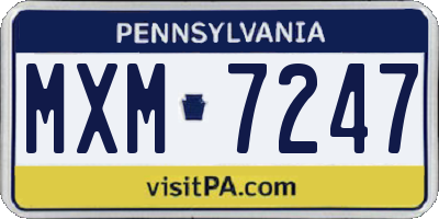 PA license plate MXM7247