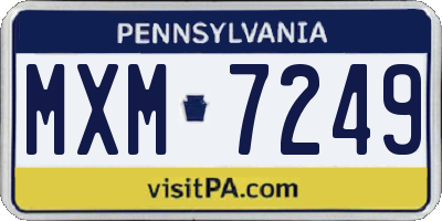 PA license plate MXM7249