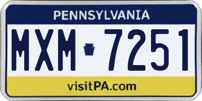 PA license plate MXM7251