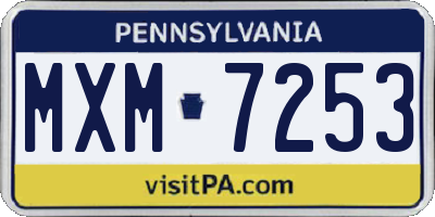 PA license plate MXM7253