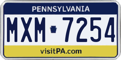 PA license plate MXM7254
