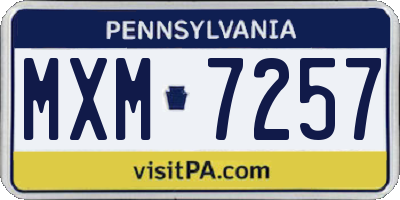 PA license plate MXM7257