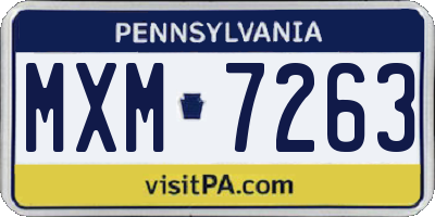 PA license plate MXM7263