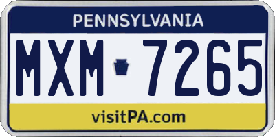 PA license plate MXM7265