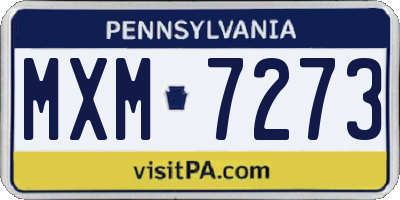 PA license plate MXM7273