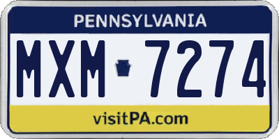 PA license plate MXM7274