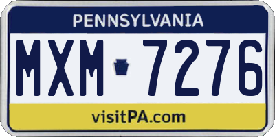 PA license plate MXM7276