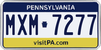 PA license plate MXM7277