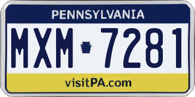PA license plate MXM7281