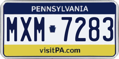 PA license plate MXM7283