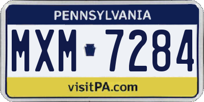 PA license plate MXM7284