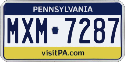 PA license plate MXM7287