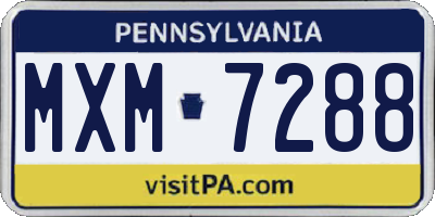 PA license plate MXM7288