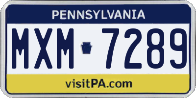 PA license plate MXM7289