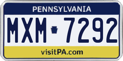 PA license plate MXM7292