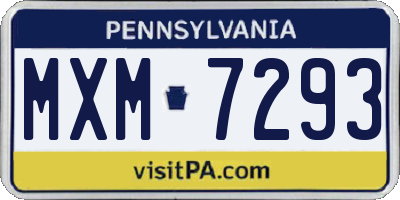 PA license plate MXM7293