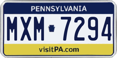 PA license plate MXM7294