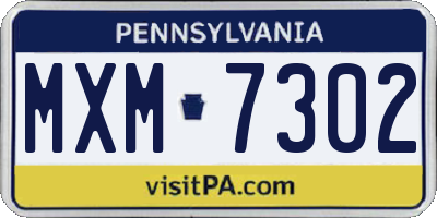 PA license plate MXM7302
