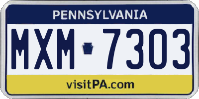PA license plate MXM7303