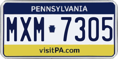 PA license plate MXM7305