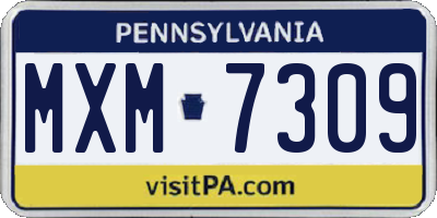 PA license plate MXM7309